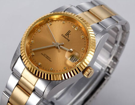 Złote tanie automatyczne zegarki diamentowe dla mężczyzn